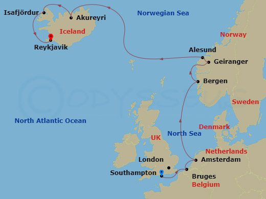 itinerary for Belgium, Norway & Iceland