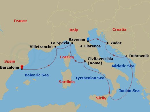 itinerary for Italy, France & Croatia Sightseer