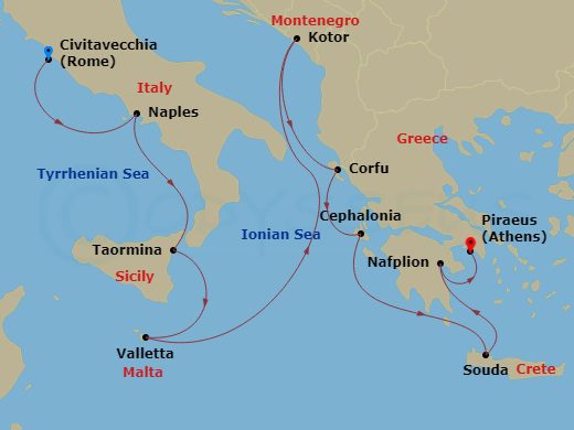 itinerary for Italy to Greece Adventure