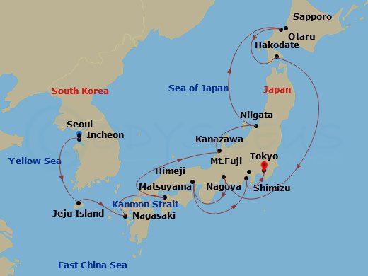 itinerary for Jeju, Nagoya, Sapporo & Hakodate